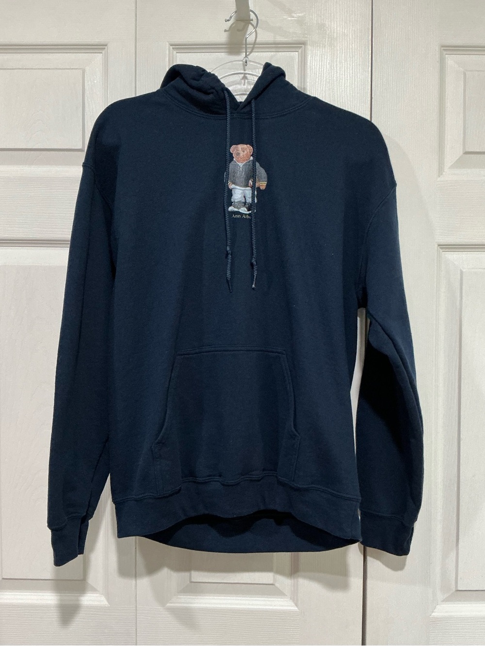 💙 Gildan Navy Teddy Bear Ann Arbor Michigan Hooded Sweatshirt Hoodie (01293) - Picture 1 of 6